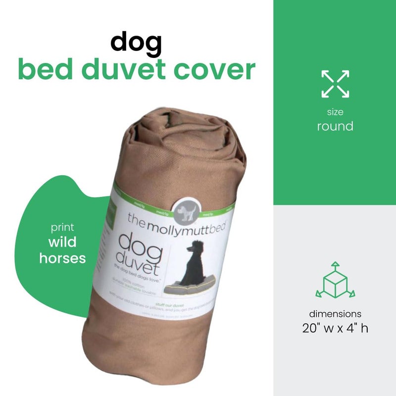 Molly Mutt Petite Dog Duvet Cover - Round - Wild Horses Print - Measures 20â€™â€™ x 4â€™â€™ - 100% Cotton - Durable - Breathable - Sustainable - Machine Washable Dog Bed Cover - Pre-Shrunk - Image 2
